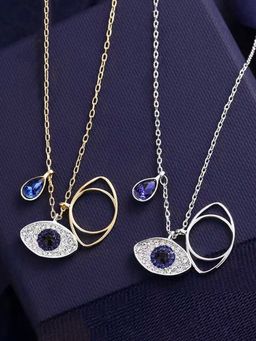 Designs & You - Stainless Steel Gold Plated & Silver Plated American Diamond Studded Evil Eye Pendant