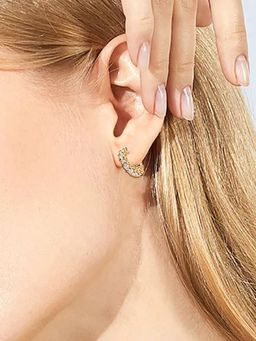 Designs & You - Gold Plated American Diamond Contemporary Hoop Earrings