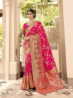 Odette - Magenta Woven Silk Saree with Unstitched Blouse