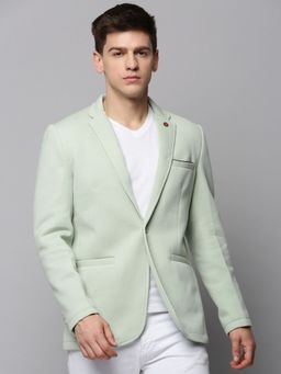 SHOWOFF - Mens Notched Lapel Solid Sea Green Open Front Blazer