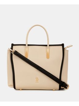 U.S. POLO ASSN. - Women Beige Uspa Alix Dual Carry Elegant Satchel Bag with Detachable Strap