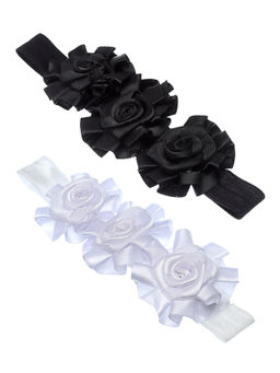 Stol'N - Black & White Floral Applique Headbands (Pack of 2)