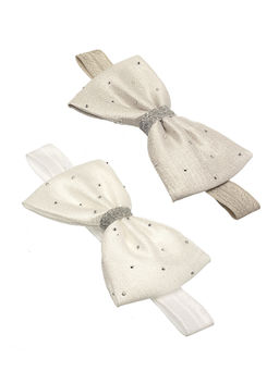 Stol'N - White & Off White Bow Designed Headbands (Pack of 2)