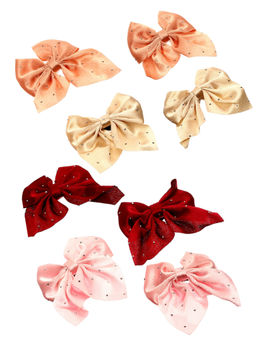 Stol'N - Multi-Color Bow Detailed Stone Embellished Hair Clips (Pack of 8)