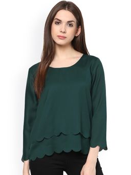 RARE - Green Georgette Layered Top