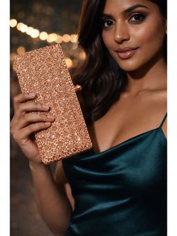 Tash Bags - Rose Eclat 3D Floral Brass Clutch