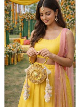 Tash Bags - The Suvarna Mandala Crystal Stone Brass Clutch