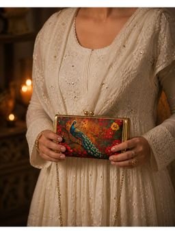 Tash Bags - Rajwada Collection Mayuri Clutch with Detachable Chain