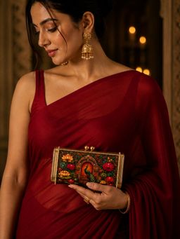 Tash Bags - Rajwada Collection Padma Clutch with Detachable Chain