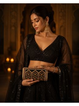 Tash Bags - Rajwada Collection Zarokha Clutch with Detachable Chain