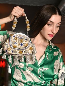 Odette - Multicolor Embroidered Clutch with Detachable Handle
