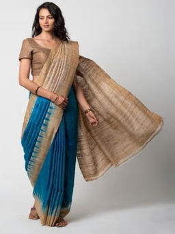 Fabindia - Silk Tussar Temple Border Sari