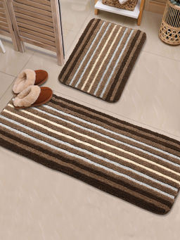 Saral Home - Microfiber Bathmat and Runner, Brown (Set of 2)