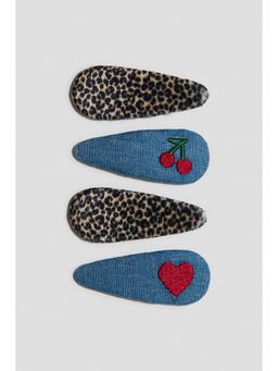 H&M - Girls Multi-Color 4-Pack Appliqued Hair Clips