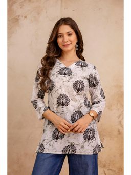 Surhi - Women Off White Printed Short Kurti