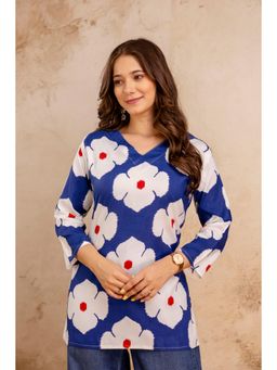 Surhi - Women Blue Floral Printed Short Kurti