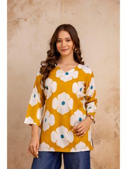Surhi - Women Mustard Floral Printed Short Kurti