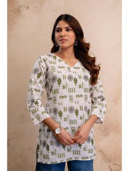 Surhi - Women Off White Printed Short Kurti