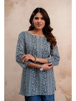 Surhi - Women Blue Floral Printed Short Kurti