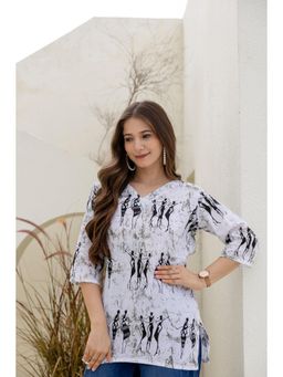 Surhi - Women Off White Graphic Printed Short Kurti