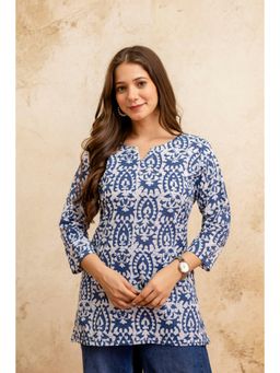 Surhi - Women Blue Printed Short Kurti