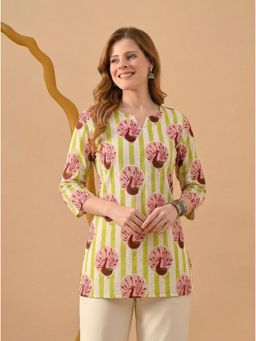 Surhi - Women Green Stripes Printed Short Kurti