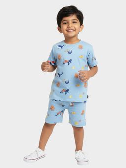 Orange Sugar - Aqua Printed T-Shirt and Shorts