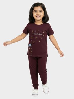 Orange Sugar - Wine Typography T-Shirt and Pyjama