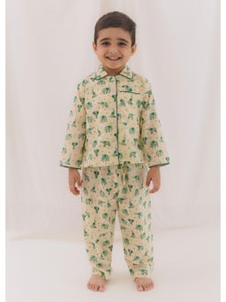 RATAN JAIPUR - Cream Printed Shirt and Pyjama