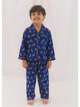 RATAN JAIPUR - Blue Printed Shirt and Pyjama