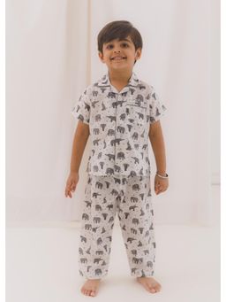 RATAN JAIPUR - White Printed Shirt and Pyjama