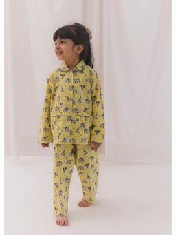 RATAN JAIPUR - Yellow Printed Shirt and Pyjama