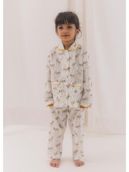RATAN JAIPUR - White Printed Shirt and Pyjama