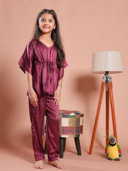 SAY - Burgundy Solid Kaftan and Pant