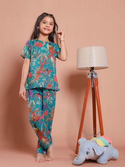 SANSKRUTIHOMES - Blue Floral Top and Pyjama