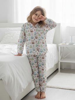 SAY - White Printed Shirt and Pyjama