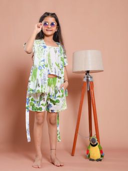 SAY - White Printed Top and Shorts