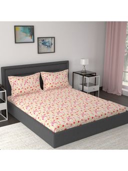 Inhouse by Maspar - Modern Sanctuary Ethnic Red 210TC Cotton Double Bed Sheet With 2 Pillow Covers