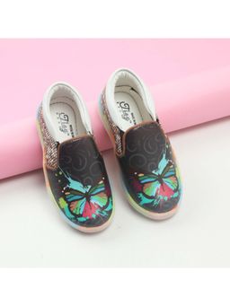 Tiny Bugs - Unisex Butterfly Printed Slip-On Casual Shoes - Black