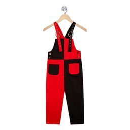 Olele - Girls Full Length Red & Black Dungaree