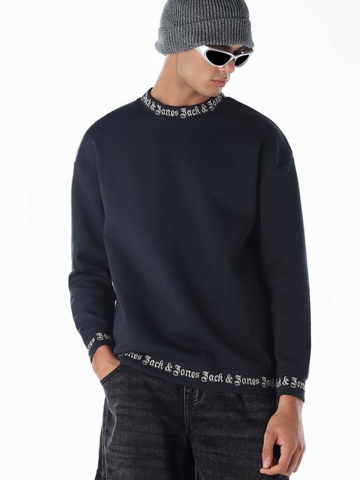 Jack & Jones Men's Oversized Navy Blue Sweatshirt