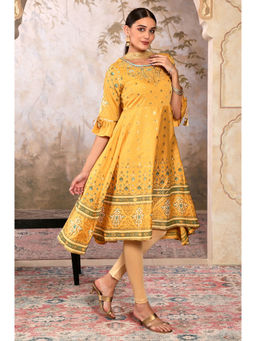 Aurelia - Yellow Polyester Round Neck Kurta with Pant and Dupatta (Set of 3)