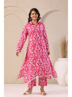 Autumnlane - Pink Cotton Collar Neck Kurta with Pant (Set of 2)