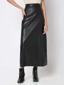 VERO MODA - Black High Rise Long Pu Skirt