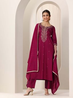 Libas - Women Pink Kurta & Pant with Dupatta (Set of 3)