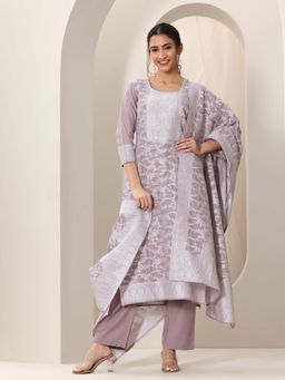 Libas - Women Mauve Kurta & Pant with Dupatta (Set of 3)