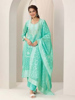 Libas - Women Green Kurta & Pant with Dupatta (Set of 3)