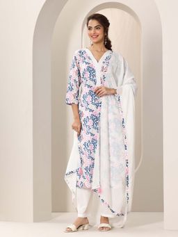 Libas - Women White Kurta & Pant with Dupatta (Set of 3)