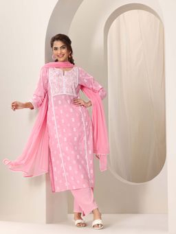 Libas - Women Pink Kurta & Pant with Dupatta (Set of 3)