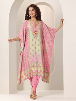 Libas - Women Printed Pink Kaftan & Dhoti (Set of 2)